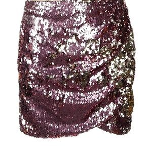 Topshop Pink and Gold Sequin Mini Skirt